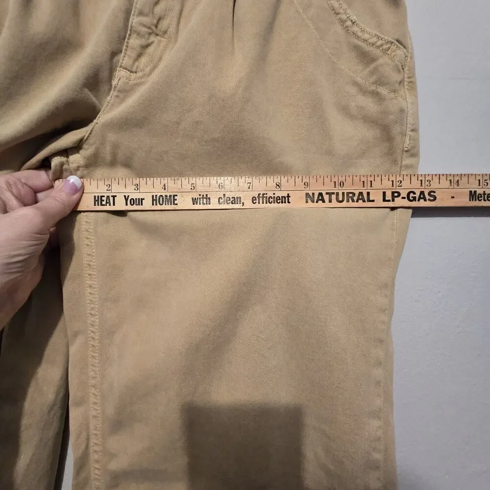 Free‎ People Anthropologie Denim Pants Crop Womens Sz 6 Mustard Tan Baggy Taper